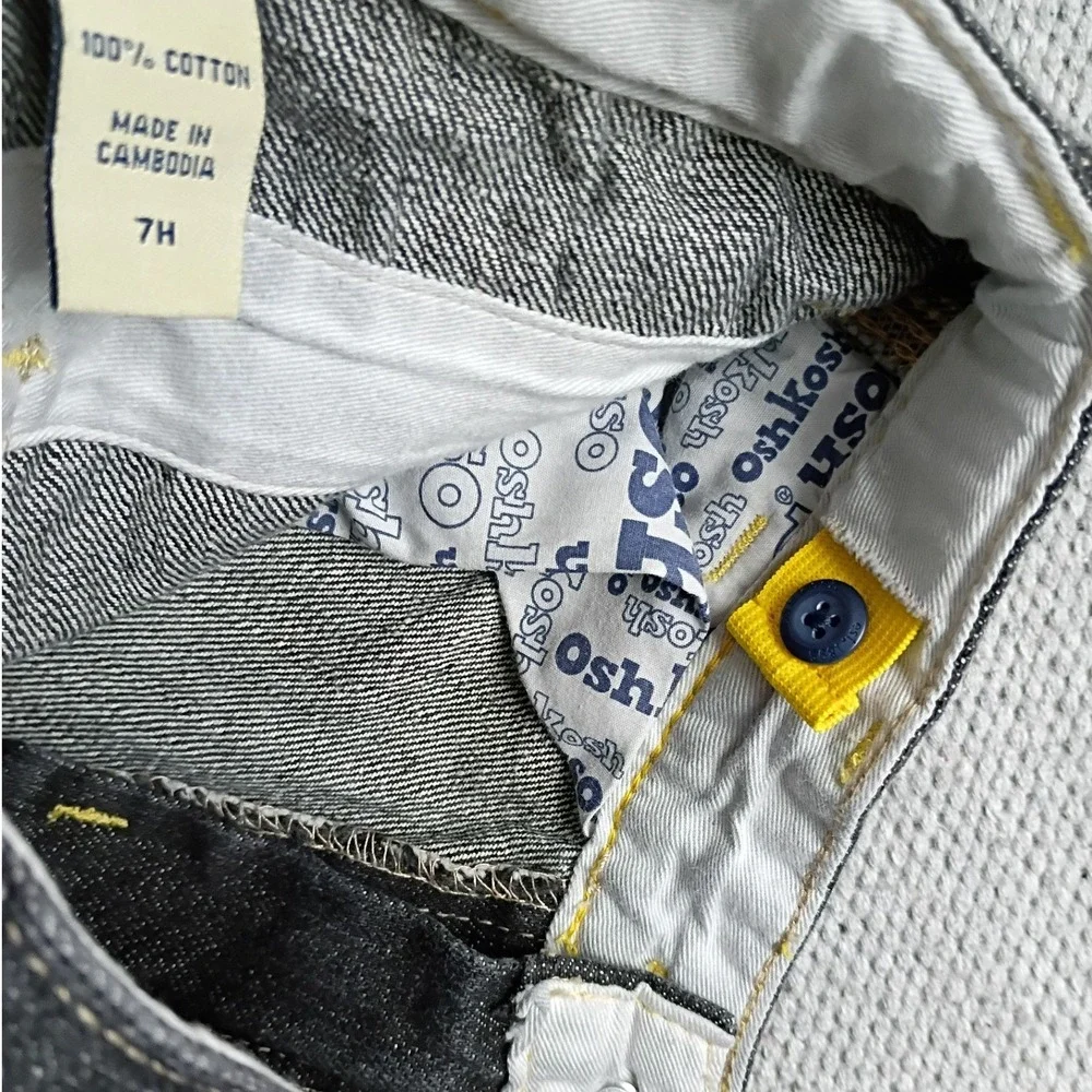 OshKosh Carpenter Jeans Kids 7 Husky Black Excellent Denim Utility Pants 4725094